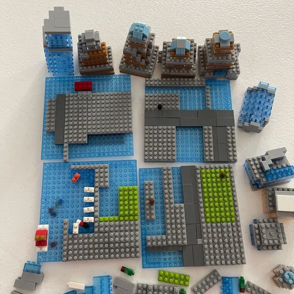 Micro‎ Mini Blocks Building Gray Blue Green Red White Add-on Pieces